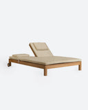 Transat GENESIS en bois de teck 201 x 139 x 27 cm avec un matelas ivoire