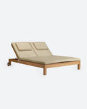 Transat GENESIS en bois de teck 201 x 139 x 27 cm avec un matelas ivoire