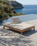 Transat GENESIS en bois de teck 201 x 139 x 27 cm avec un matelas ivoire