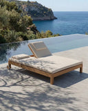 Transat GENESIS en bois de teck 201 x 139 x 27 cm avec un matelas ivoire