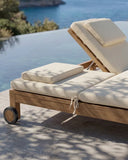 Transat GENESIS en bois de teck 201 x 139 x 27 cm avec un matelas ivoire