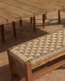 Banco de exterior CORA de madera de teca reciclada y cuerda sintética 170 x 40 x 45 cm