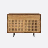 CORA sideboard in recycled teak wood and paper cord 110 x 45 x 82 cm with iron legs