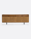 Aparador CORA de madera de teca reciclada y cuerda de papel 220 x 45 x 82 cm con patas de hierro