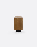 Aparador CORA de madera de teca reciclada y cuerda de papel 220 x 45 x 82 cm con patas de hierro