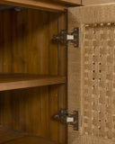 Aparador CORA de madera de teca reciclada y cuerda de papel 220 x 45 x 82 cm con patas de hierro