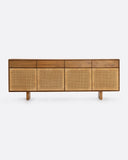 Aparador CORA de madera de teca reciclada y cuerda de papel 220 x 45 x 82 cm con patas de madera