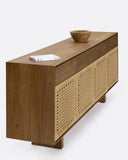 Aparador CORA de madera de teca reciclada y cuerda de papel 220 x 45 x 82 cm con patas de madera