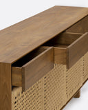Aparador CORA de madera de teca reciclada y cuerda de papel 220 x 45 x 82 cm con patas de madera