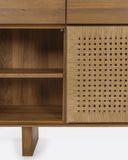 Aparador CORA de madera de teca reciclada y cuerda de papel 220 x 45 x 82 cm con patas de madera