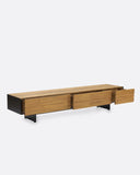 Mueble de TV GEOX de madera de teca reciclada y hierro 230 x 50 x 45 cm