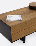 Mueble de TV GEOX de madera de teca reciclada y hierro 230 x 50 x 45 cm
