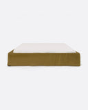 Base tapizada BEETHOVEN de lino 170 x 220 x 25 cm para colchón 160 x 200 cm color mostaza