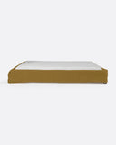 Base tapizada BEETHOVEN de lino 170 x 220 x 25 cm para colchón 160 x 200 cm color mostaza