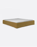 Base tapizada BEETHOVEN de lino 170 x 220 x 25 cm para colchón 160 x 200 cm color mostaza