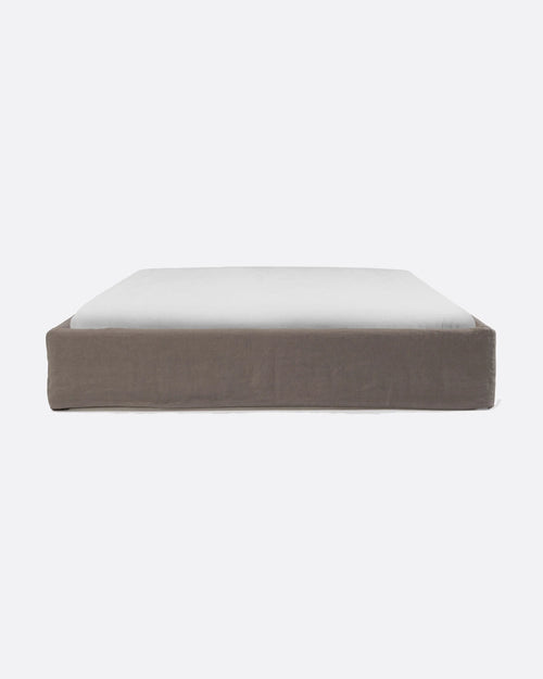 Sommier tapissé BEETHOVEN en lin 170 x 220 x 25 cm pour matelas 160 x 200 cm couleur taupe