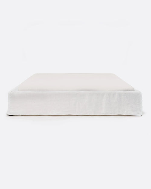 Sommier tapissé BEETHOVEN en lin 190 x 220 x 25 cm pour matelas 180 x 200 cm couleur blanche