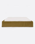 Sommier tapissé BEETHOVEN en lin 190 x 220 x 25 cm pour matelas 180 x 200 cm couleur moutarde