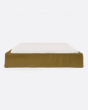 Base tapizada BEETHOVEN de lino 190 x 220 x 25 cm para colchón 180 x 200 cm color mostaza