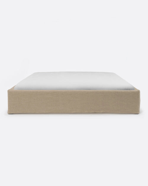 Sommier tapissé BEETHOVEN en lin 190 x 220 x 25 cm pour matelas 180 x 200 cm couleur natural