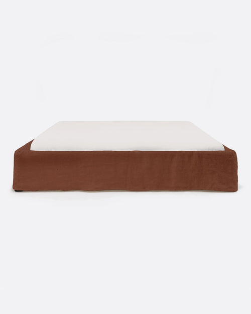 Base tapizada BEETHOVEN de lino 190 x 220 x 25 cm para colchón 180 x 200 cm color terracota