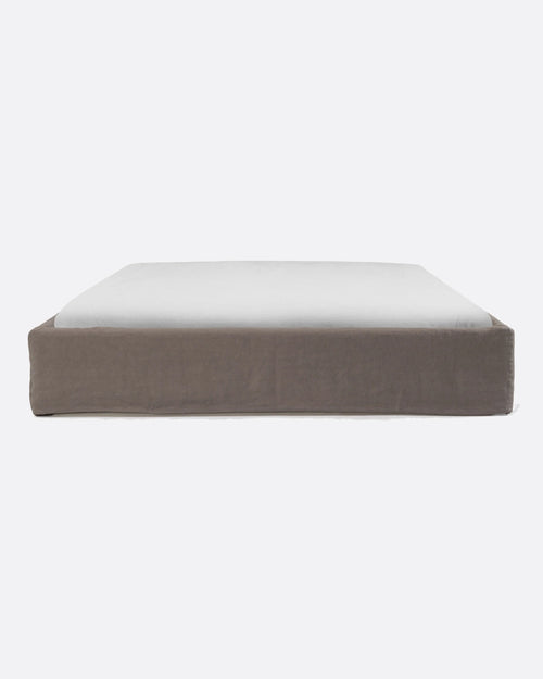 Sommier tapissé BEETHOVEN en lin 190 x 220 x 25 cm pour matelas 180 x 200 cm couleur taupe
