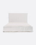 Lit BEETHOVEN pour matelas 160 x 200 cm avec revêtement en lin couleur blanche