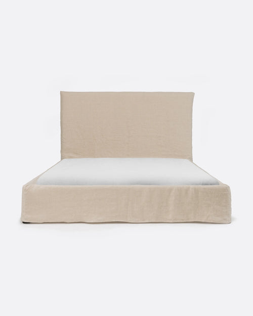Lit BEETHOVEN pour matelas 160 x 200 cm avec revêtement en lin couleur cross