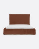 Cama BEETHOVEN para colchón 160 x 200 cm y funda de lino en color terracota