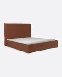 Cama BEETHOVEN para colchón 160 x 200 cm y funda de lino en color terracota