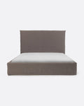 Lit BEETHOVEN pour matelas 160 x 200 cm avec revêtement en lin couleur taupe