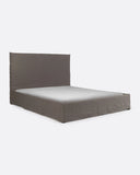 Cama BEETHOVEN para colchón 160 x 200 cm y funda de lino en color topo