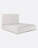 Cama BEETHOVEN para colchón 180 x 200 cm y funda de lino en color blanco