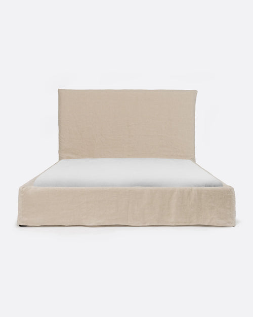 Lit BEETHOVEN pour matelas 180 x 200 cm avec revêtement en lin couleur cross