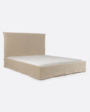 Cama BEETHOVEN para colchón 180 x 200 cm y funda de lino en color natural