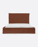 Cama BEETHOVEN para colchón 180 x 200 cm y funda de lino en color terracota