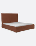 Cama BEETHOVEN para colchón 180 x 200 cm y funda de lino en color terracota