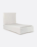 Cama BEETHOVEN para colchón individual 90 x 200 cm y funda de lino en color blanco