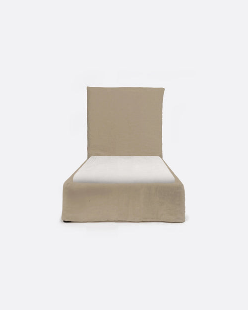 Lit BEETHOVEN pour matelas simple 90 x 200 cm et housse en lin naturel