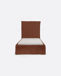 BEETHOVEN bed for single mattress 90 x 200 cm and linen cover in terracotta