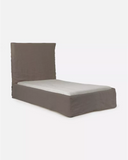 Cama BEETHOVEN para colchón individual 90 x 200 cm y funda de lino en color topo