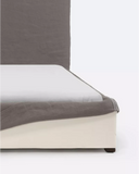 Cama BEETHOVEN para colchón individual 90 x 200 cm y funda de lino en color topo
