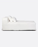 Chaise longue STROZZI con funda de lino 100 x 190 x 65 cm en color blanco