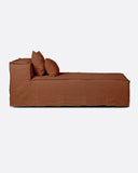 Chaise longue STROZZI con funda de lino 100 x 190 x 65 cm en color terracota