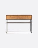 Consola con cajones ONETWO cajones de madera de teca reciclada y hierro 120 x 40 x 85 cm