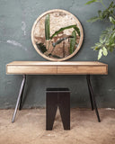 Escritorio MAJESTI de madera de teca reciclada y hierro 130 x 55 x 76 cm en color natural