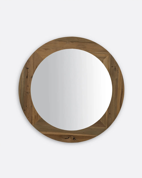 Espejo EROSI de madera de teca reciclada Ø 130 cm x 4 cm de grosor