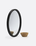 Espejo ESFERIC de madera de teca reciclada Ø 80 cm x 5 cm de grosor en color negro