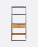 Estantería ONETWO de madera de teca reciclada y hierro con cajón 80 x 30 x 195 cm