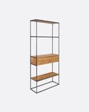 Estantería ONETWO de madera de teca reciclada y hierro con cajón 80 x 30 x 195 cm